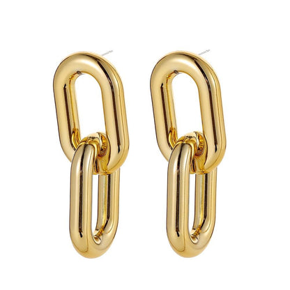 Minimalist exaggerated cross chain earrings ins fashion CCB metal texture hip-hop ladies earrings