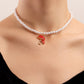 Jewelry ins imitation pearl red mushroom necklace necklace female retro all-match simple collarbone necklace