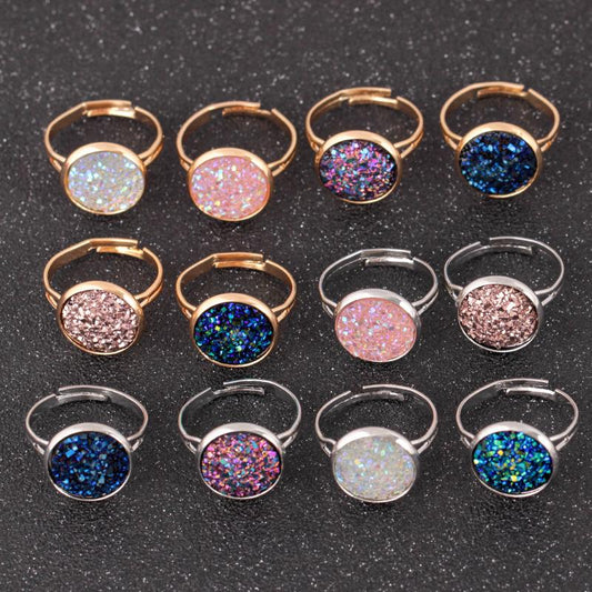 Fashion personality crystal cluster ring simple creative open ring jewelry