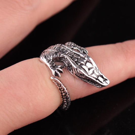 Fashion popular exaggerated ring personalized crocodile opening retro adjustable ring jewelry