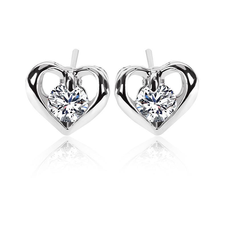 Simple love earrings fashion metal zircon peach heart earrings Dongdaemun earrings for women