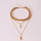 Jewelry Personality Thick Chain Punk Rock Portrait Retro Necklace Exaggerated Cross Multilayer Necklace