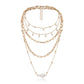 Ornaments simple special-shaped imitation pearl chain necklace temperament round bead tassel multi-layer geometric necklace