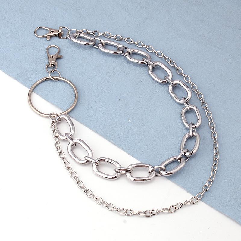 Jewelry punk metal geometric large ring men's and women's trousers chain versatile multi-layer chain waist chain