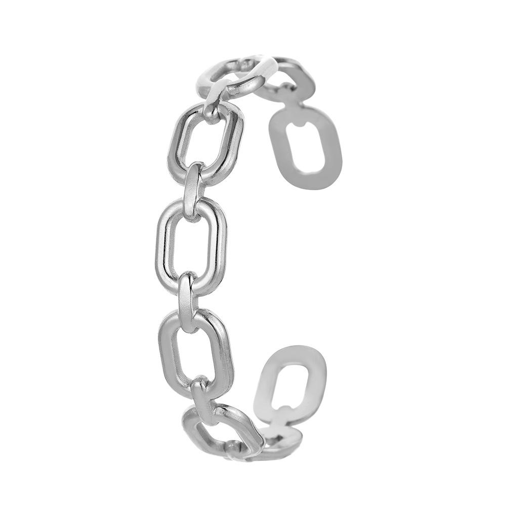 ins trend personality titanium steel square chain buckle open bracelet stainless steel fashion simple C-shaped bracelet