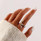 Fashion personality trend stainless steel opening adjustable black and white snake ring versatile live mouth ring adjustable