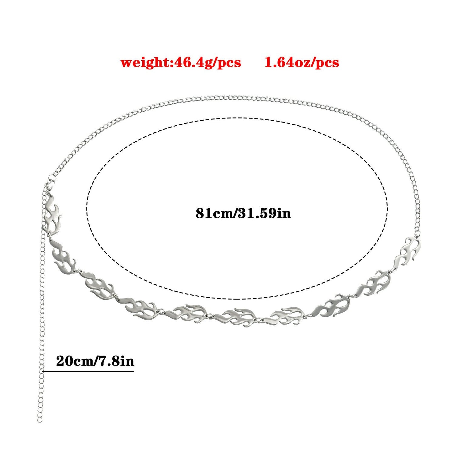 Jewelry trendy brand texture high-grade flame hip-hop waist chain street personality body chain female non-fading