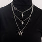 Jewelry Trend Multilayer Hollow Butterfly Rose Cross Sweater Necklace Female Necklace