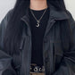 Ins cool handsome hard girl glossy alloy meniscus pendant necklace ring T-shaped buckle metal moon necklace female