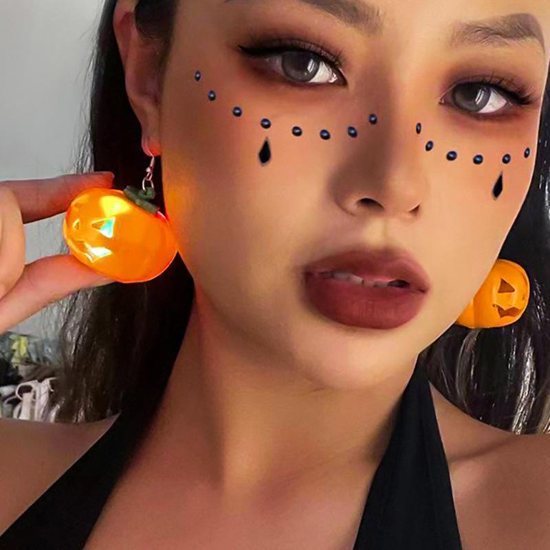 Jewelry Halloween Creative Pumpkin Lantern Earrings Fashion Easter LED Light Earrings Female