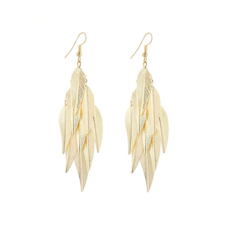 Palace Temperament Indian Retro Baroque Earrings Willow Leaf Long Earrings Accessories