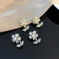 ins crystal flower earrings light luxury niche design micro-inlaid zircon earrings sweet and fresh petal earrings