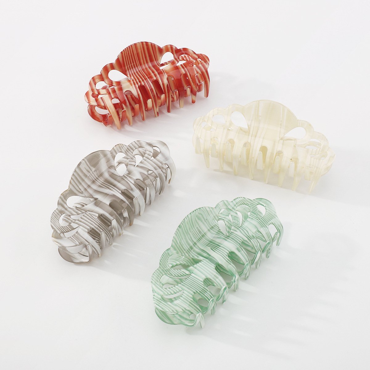 F4336 Acrylic Resin Geometric Fashion Shark Clip Cat's Eye Hollow Collision Colorful Ponytail Hair Claw Clip Female