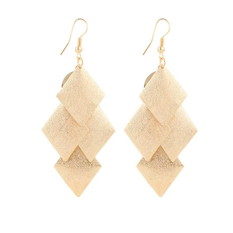 Indian Grid Jewelry Baroque Rhombus Four-leaf Tassel Earrings Earrings for Women