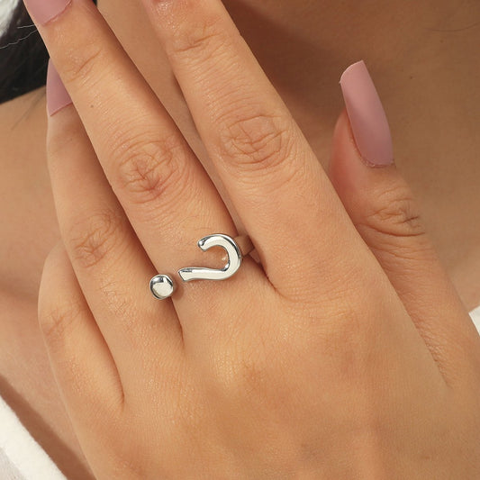 Ins cold creative opening question mark ring niche design simple net red personality index finger ring female