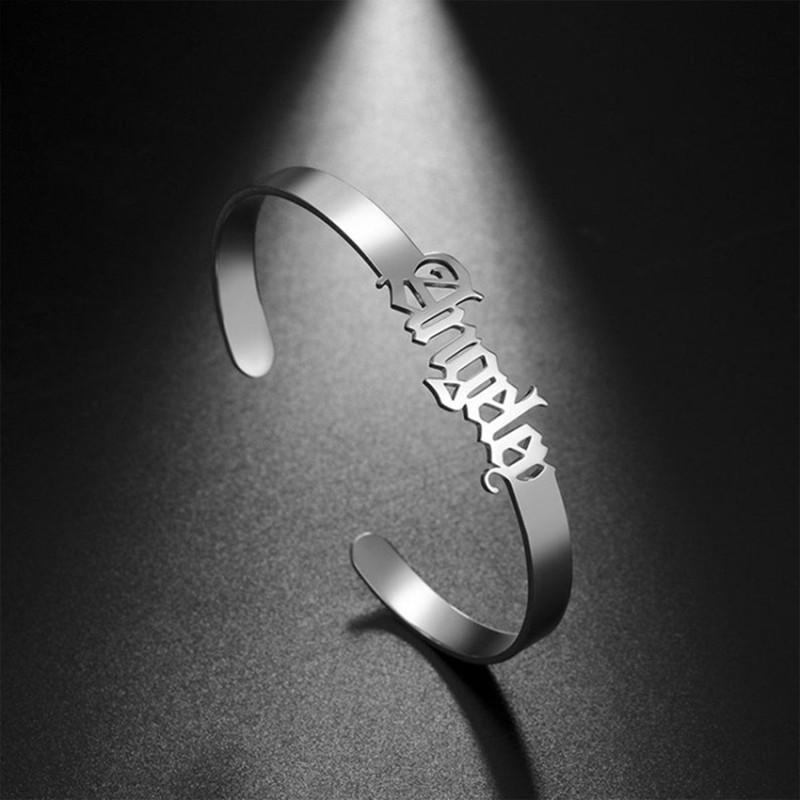 Personalized Name Bracelet Alphabet DIY Handmade Bracelet Stainless Steel Furnace Vacuum Plating Open Bracelet