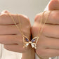 Inlaid Zircon Butterfly Couple Necklace Fashion Creative Magnetic Hollow Butterfly Clavicle Chain Girlfriend Gift