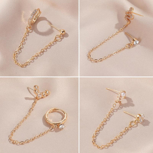 Long earrings Geometric U-shaped ear clip Moon snake earrings Non-mainstream one-piece earrings