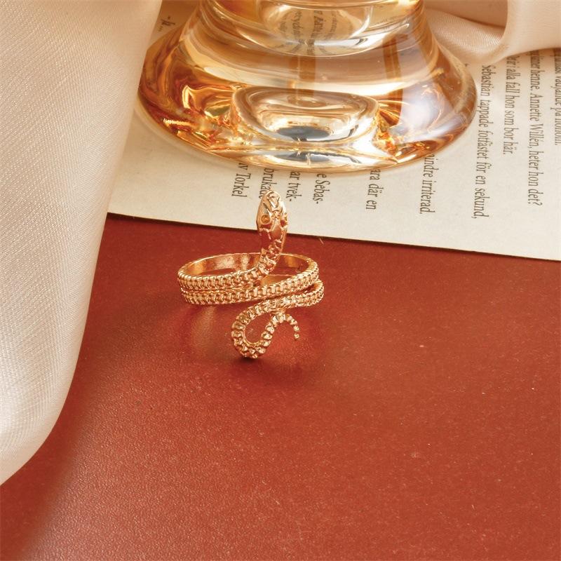 Retro opening snake ring gold punk winding snake ring exaggerated personality copper jewelry