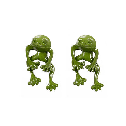 Retro Simple Metal Frog Stud Earrings Old Detachable Earrings Retro Temperament Earrings