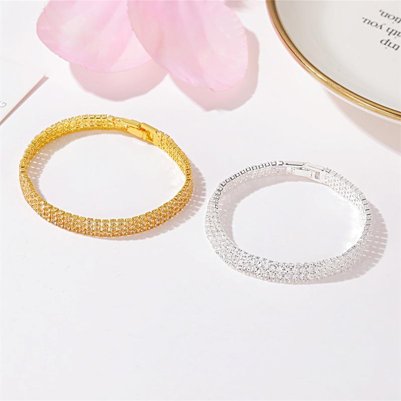 Temperament simple three-row diamond bracelet ins cold geometric diamond-encrusted tennis chain female jewelry