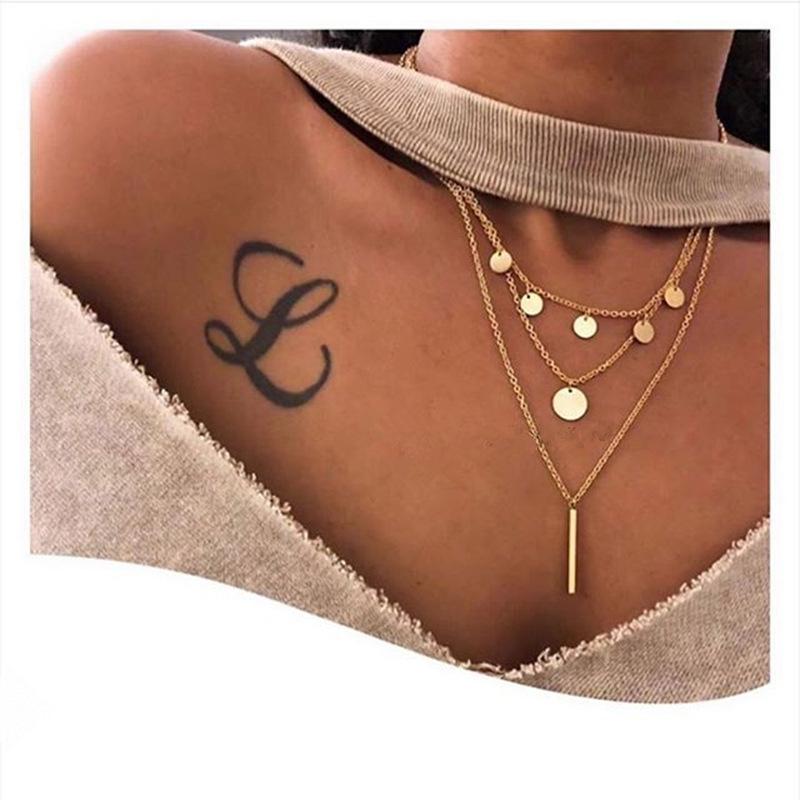 Simple small round piece personalized tassel long pendant fashion stacked multi-layer necklace female accessories