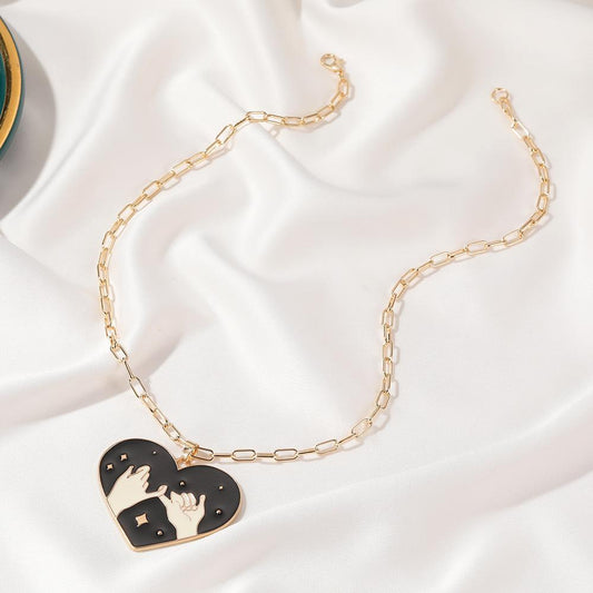 Love cartoon fashion all-match couple suit necklace personality exaggerated artistic sense creative handmade clavicle chain