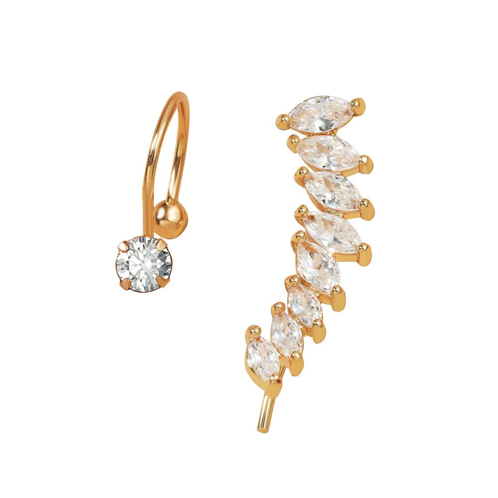 Simple Star Small Diamond Ear Clip Leaf Flower Sun Flower Geometric Pearl Zircon No Pierced Ear Stud Set