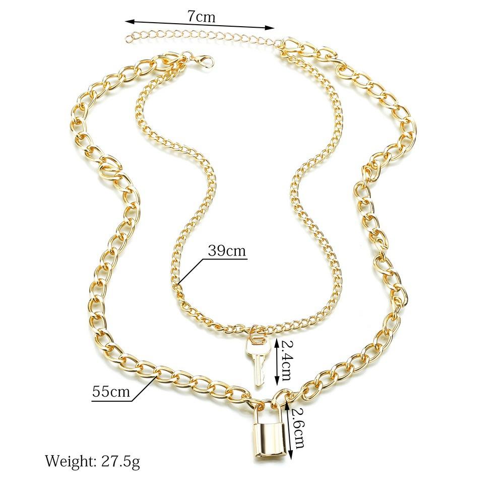 Jewelry Creative Fashion Geometric Elements Necklace Retro Key Lock Pendant Necklace Female