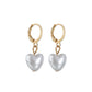 Popular Round Buckle Earrings Fashion Simple Peach Heart Shaped Pearl Earrings Accessories