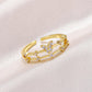 ins simple butterfly ring female fashion temperament micro-inlaid zircon double-layer metal geometric opening index finger ring