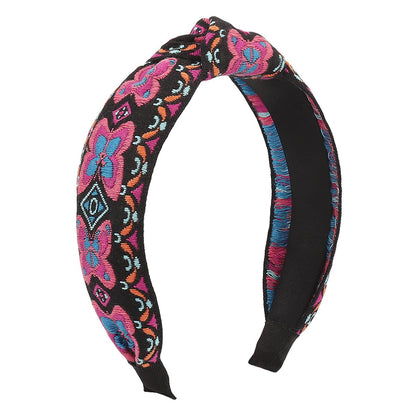 F493 Ethnic niche hit color geometric headband knotted sweet butterfly embroidery fashion creative headband