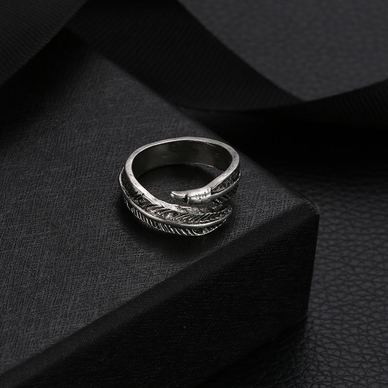 Feather Ring Unisex Temperament Opening Adjustable Finger Ring Popular Jewelry