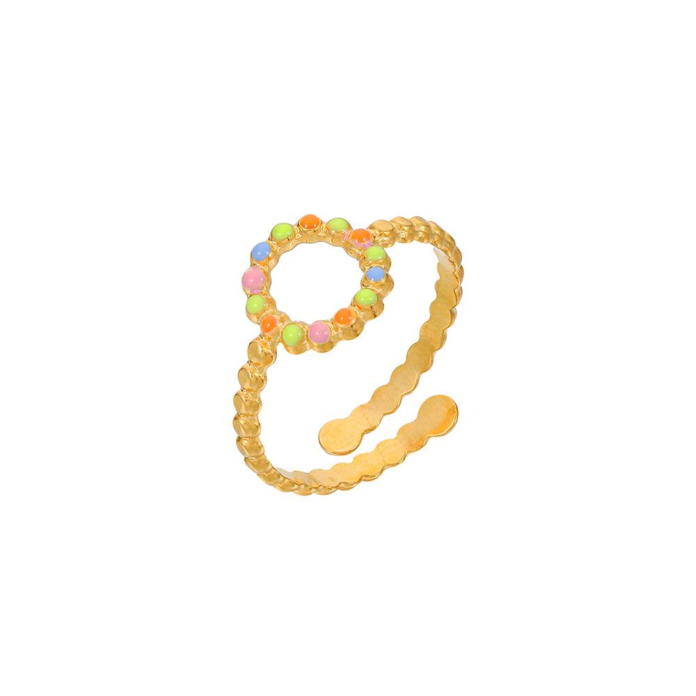 Jewelry ins color painting oil titanium steel circle dot open ring