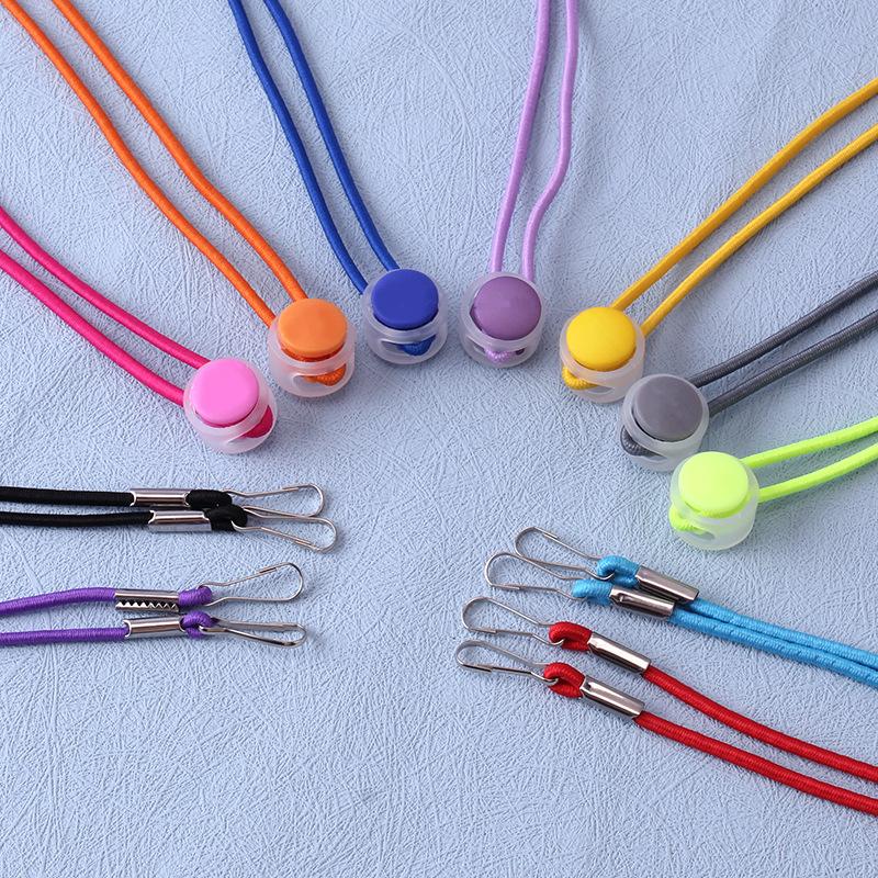 Convenient Elastic Lanyard Candy Color Elastic Hanging Neck Anti Rope Mushroom Buckle Adjustable Mask String