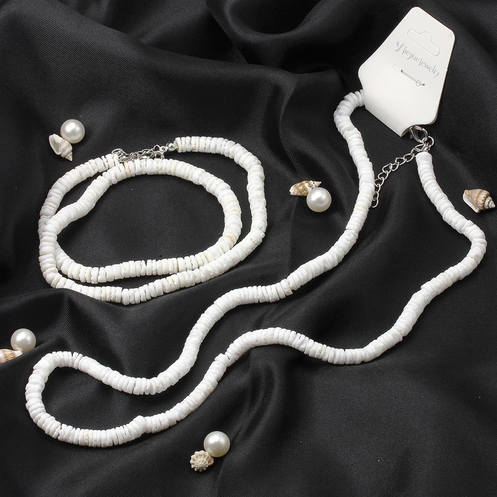 White Ocean Elements Round Broken Shell Conch Choker Beach Vacation Items Jewelry