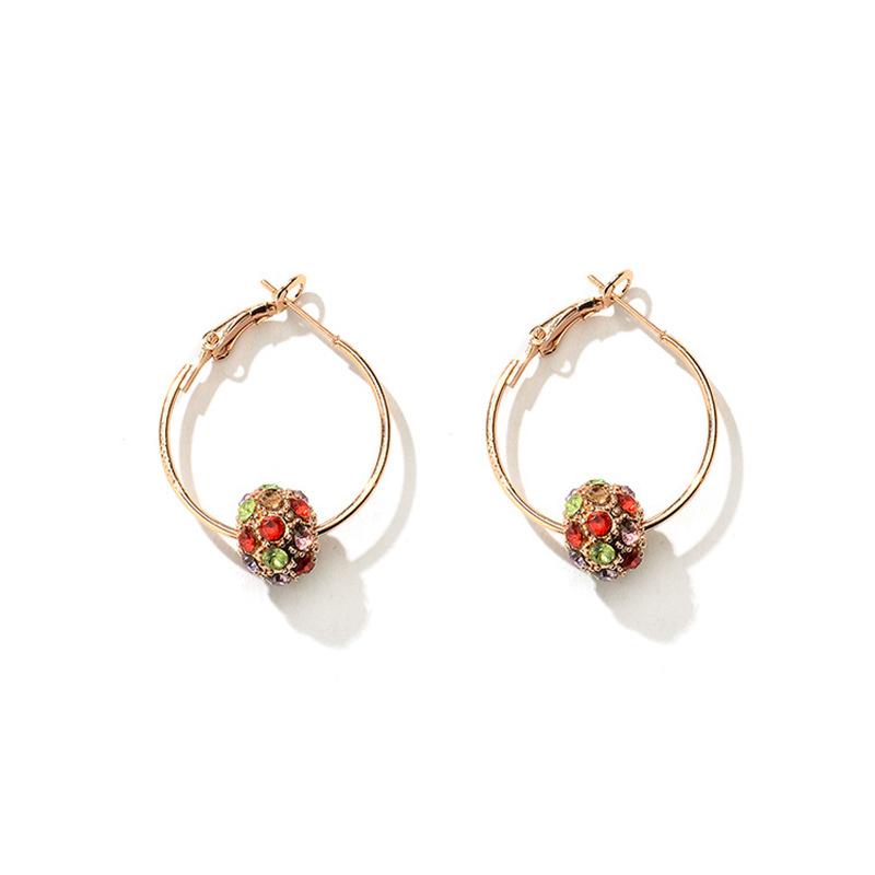 ins color crystal ball earrings retro fashion color diamond ball earrings earrings earrings