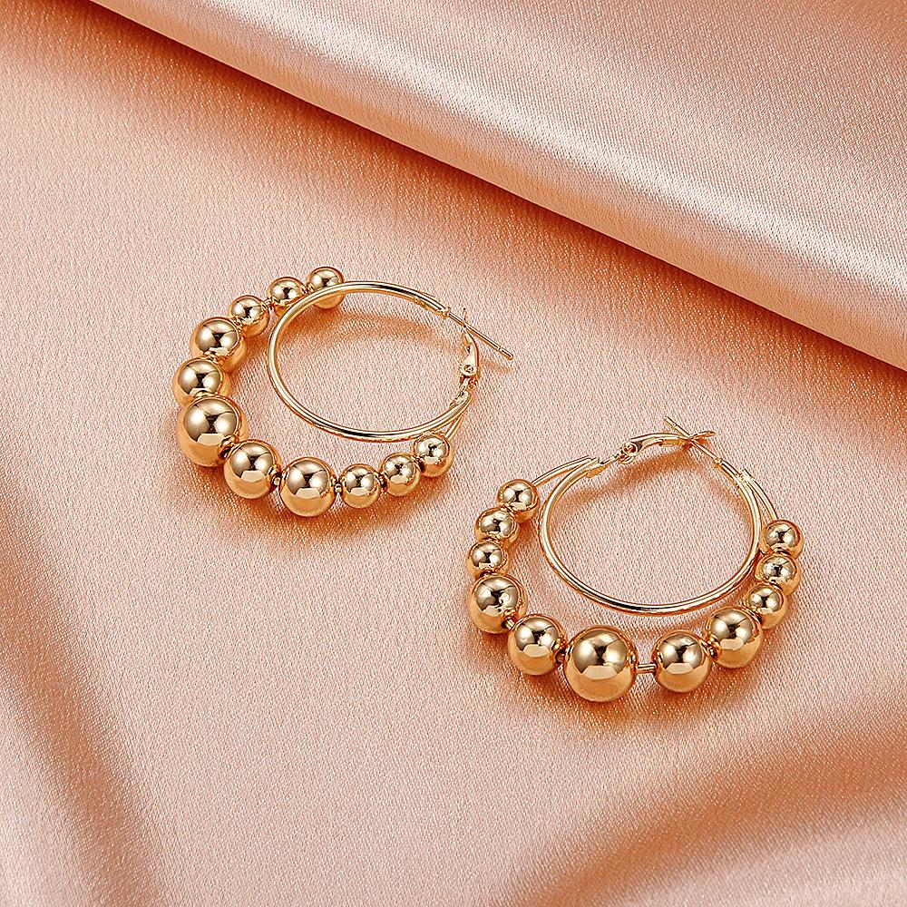 Simple Metal Earrings Personality Exaggerated Round Bead Studs Retro Fashion Earrings Earrings