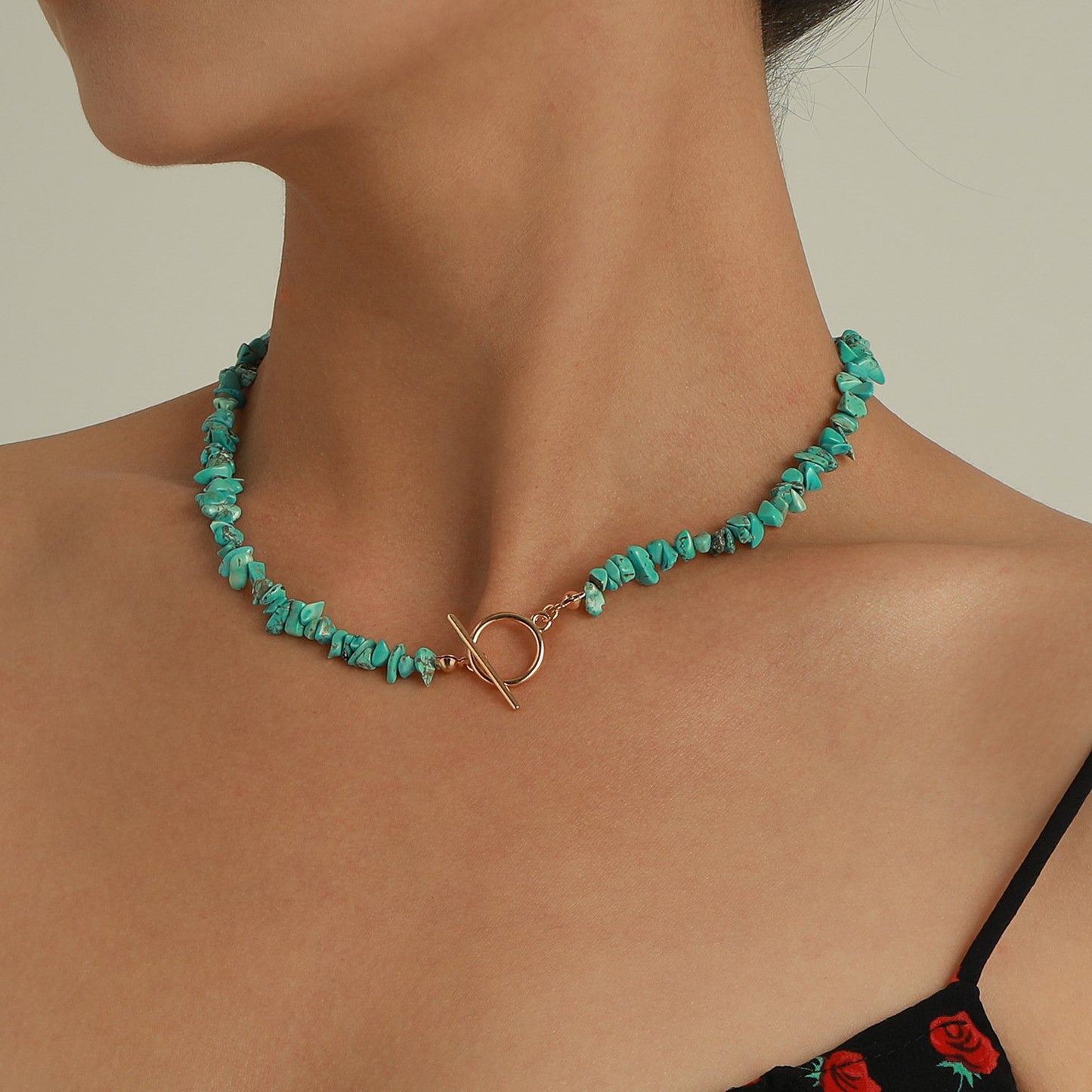 Jewelry Large Shaped Pearl OT Buckle Necklace Femininity Simple Fashion Green Turquoise Necklace