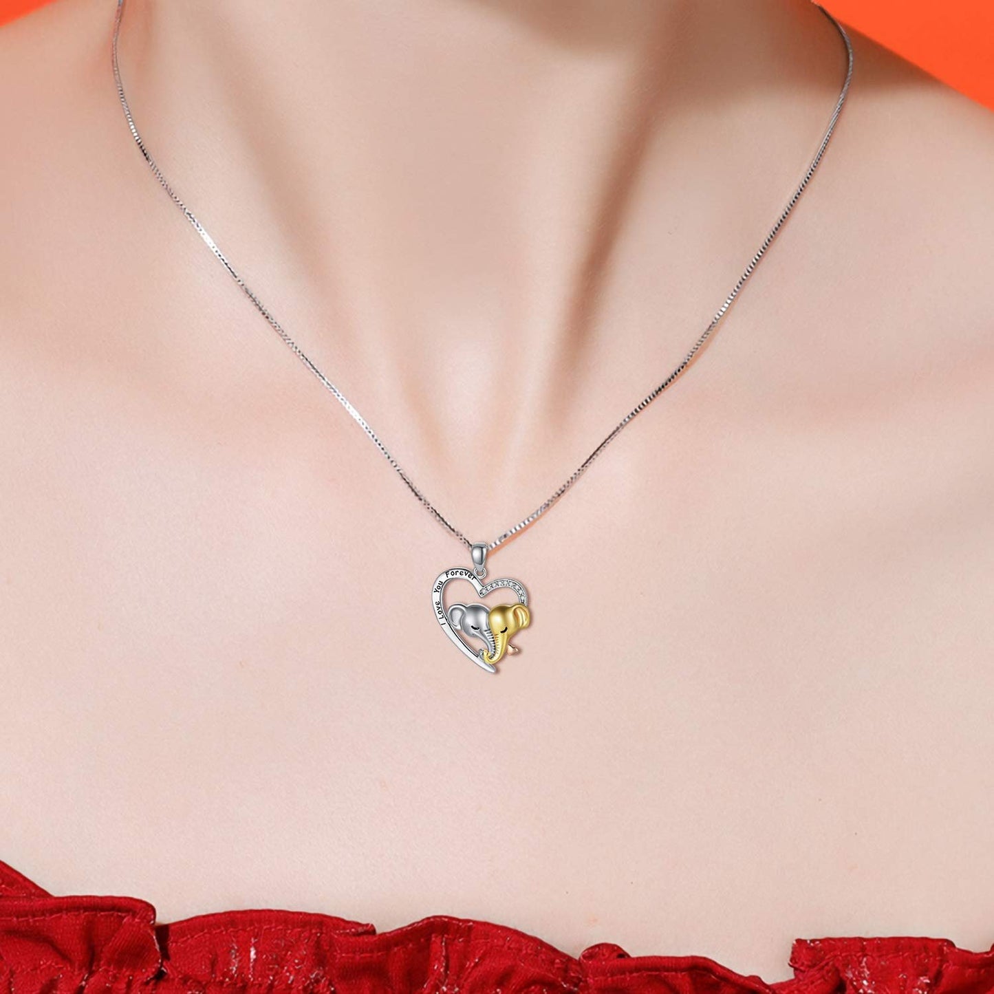 Fashion Summer Clavicle Chain Pendant Necklace Female Mother's Day Heart Shaped Elephant Jewelry Accessories