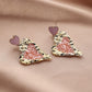 Ins Pink Girl Broken Diamond Peach Heart Earrings Cute Personality Heart Stud Earrings Versatile Fashion Earrings