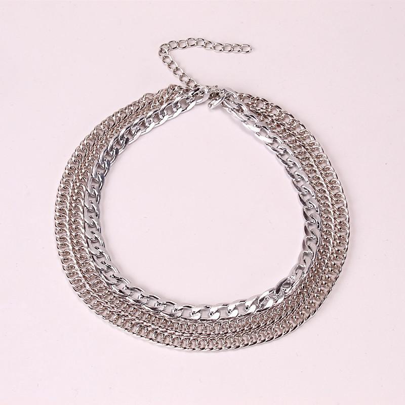 Jewelry Geometric Double Layer Business Chain Necklace Multilayer Retro Punk Metal Thick Chain Necklace