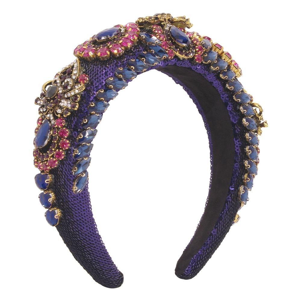 F3663 Baroque Thick Sponge Headband Palace Sequin Diamond Hair Accessories Heavy Industry Fashion Retro Headband