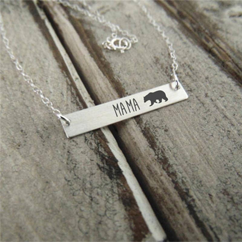 Simple Fashion Mother Bear Necklace Clavicle Chain Alloy MAMA Pendant Necklace Mother's Day Gift