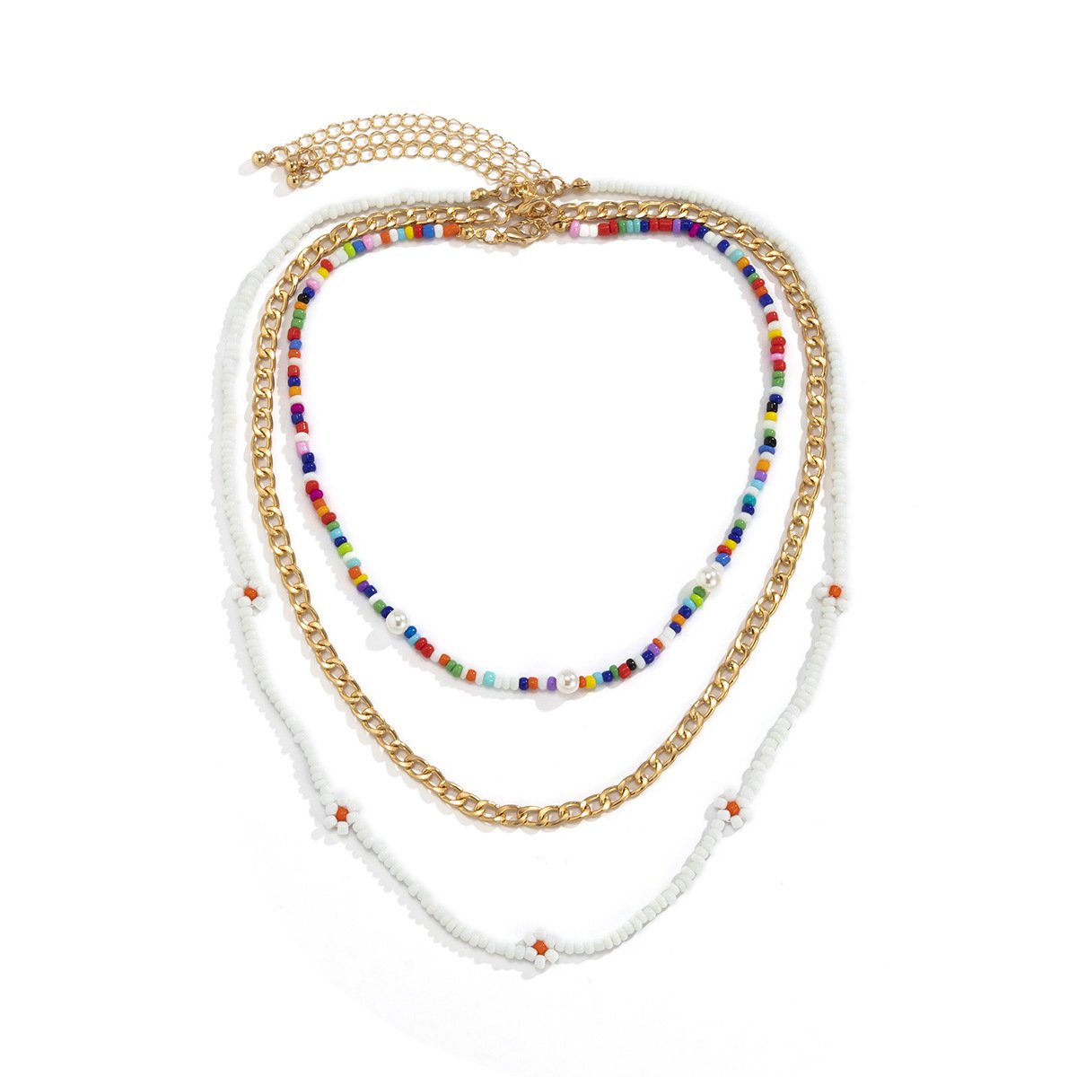 Jewelry Bohemia Color Rice Bead Necklace Female Fashion Simple Small Daisy Flower Necklace