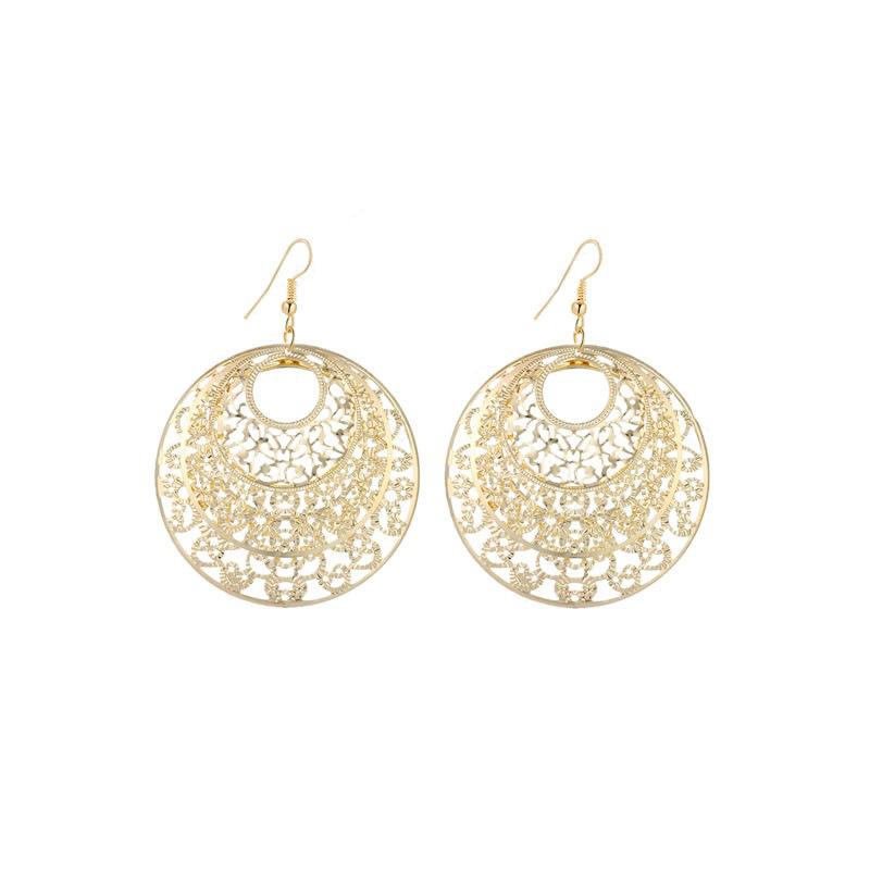 Palace hollow multi-level round wreath earrings Indian ladies earrings