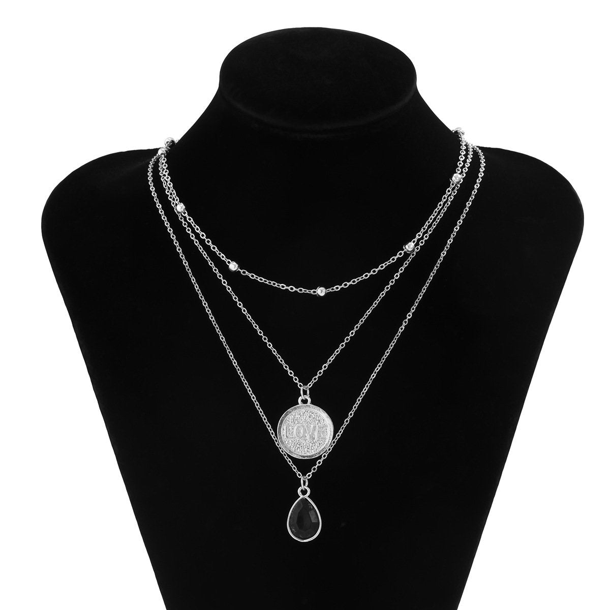 Jewelry Drop Shaped Pendant Metal Chain Hip Hop Necklace Geometric Bead Letter Niche Necklace