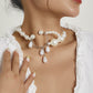 Jewelry niche heart-shaped portrait multi-variety necklace creative water drop imitation pearl weaving temperament necklace