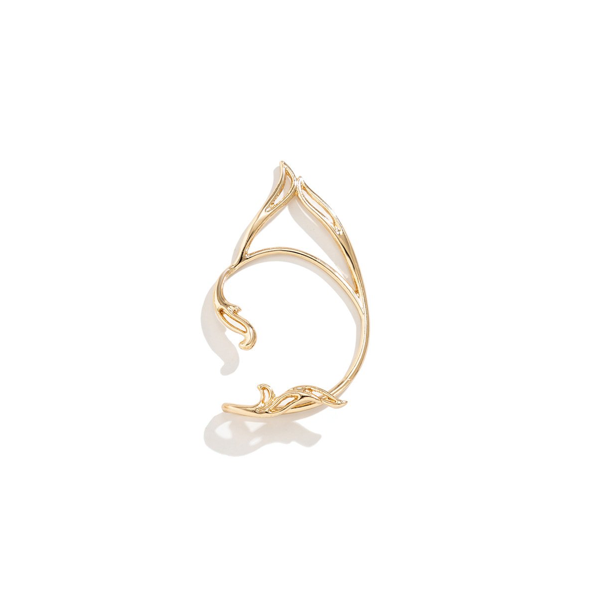 Jewelry creative single metal three-dimensional earring female simple hollow cat ear outline elf ear clip