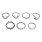 R766 Simple metal ring retro old ring crescent leaf joint ring set
